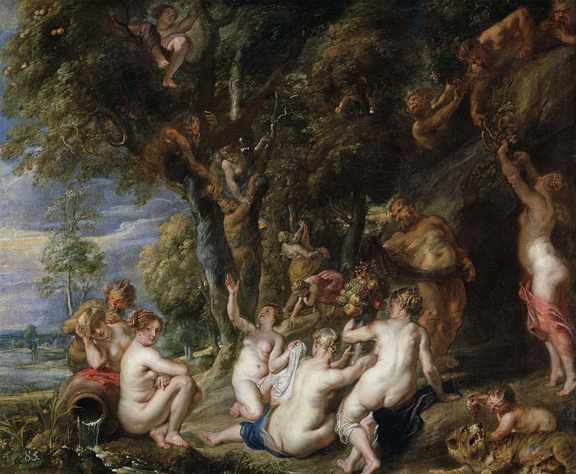 ARTXLXXBN Famous Painting Art Wall Decor Abstract Art Picture Nymphs and Satyrs by Peter Paul Rubens Animal Pictures for Home Decor 60x90cm