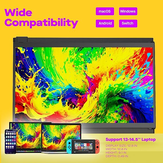 Mobile Pixels Nexus Laptop Screen Extender,13.3 1080P FHD Laptop Monitor Extender,Plug and Play,Dual Screen Monitor for 13'' to 14 Laptops,Compatible with Windows/Mac/Android/Switch