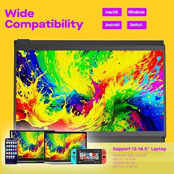 Mobile Pixels Nexus Laptop Screen Extender,13.3 1080P FHD Laptop Monitor Extender,Plug and Play,Dual Screen Monitor for 13'' to 14 Laptops,Compatible with Windows/Mac/Android/Switch