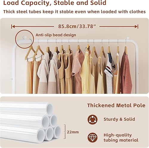 Miniatura 5 de JIUYOTREE Perchero estándar para ropa con estantes de almacenamiento, organizador para colgar ropa, prendas de vestir, chaqueta, camisa, suéter