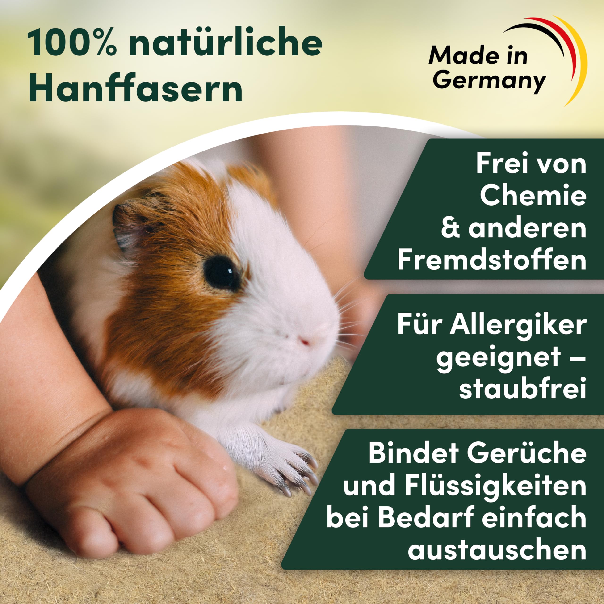 Hanfmatte auf 25 Meter Rolle x 50 cm breite | 5 mm Dicker Nagerteppich aus 100% Hanf | kompostierbare Nagermatte für Kleintiere, Hasen & Meerschweinchen | Natürliche Einstreu & Käfigeinlage