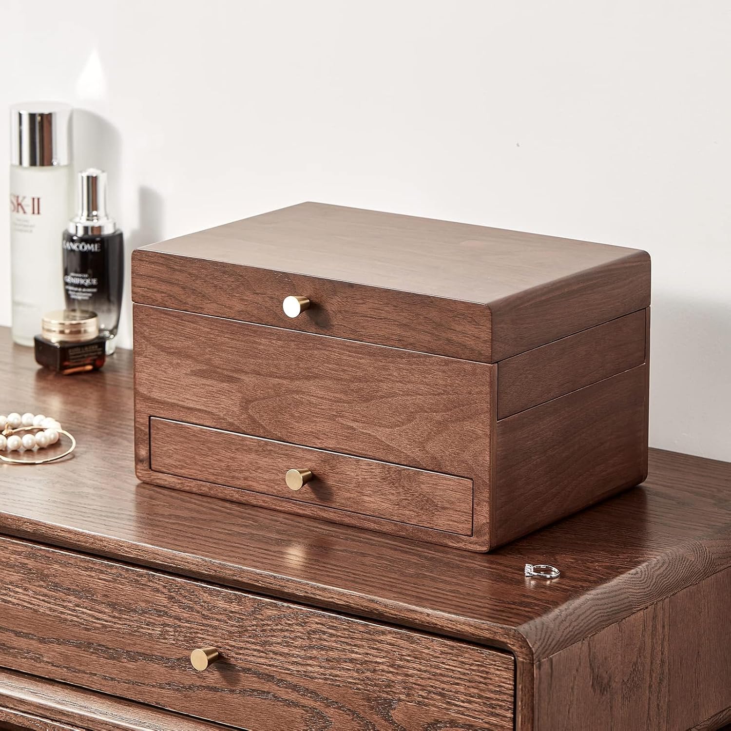 CHOSIN Wood Jewelry Organizer Box Multifunctional Black