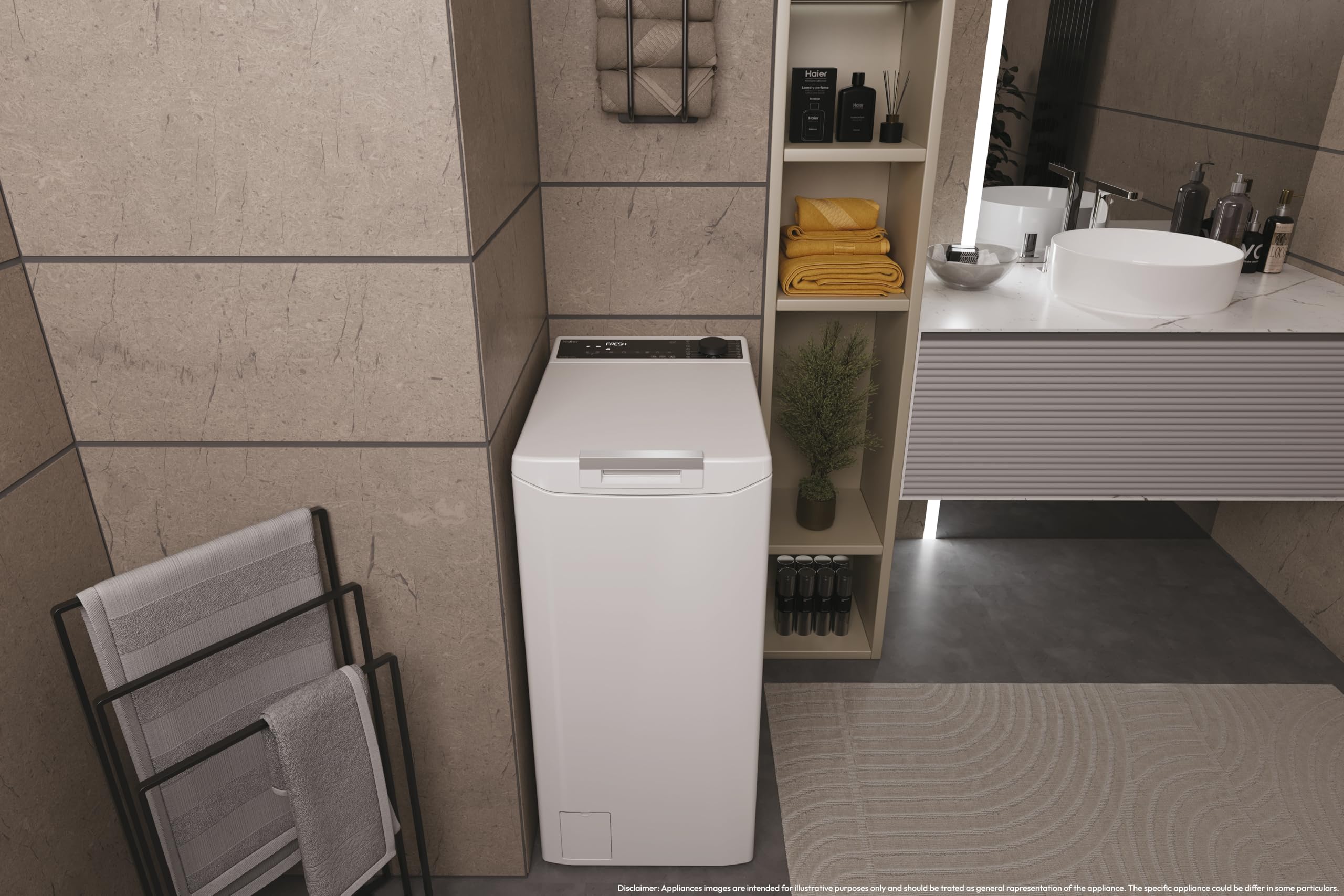 Haier T Series 7 THASN2856TM4-S Lavadora carga superior 8,5KG, Motor Inverter, Display Digital, Conectividad WIFI, 1200 RPM, Inicio Diferido, Libre instalación, 16 programas, 77 db, Blanco