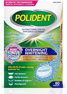 Polident Antibacterial Dental Appliance Cleanser Tablets, 60 Count