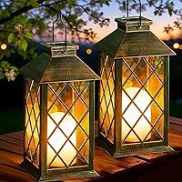 Joycome Lanterne da Esterno 2 Pezzi Lanterna Solare da Giardino con Candele Tremolante