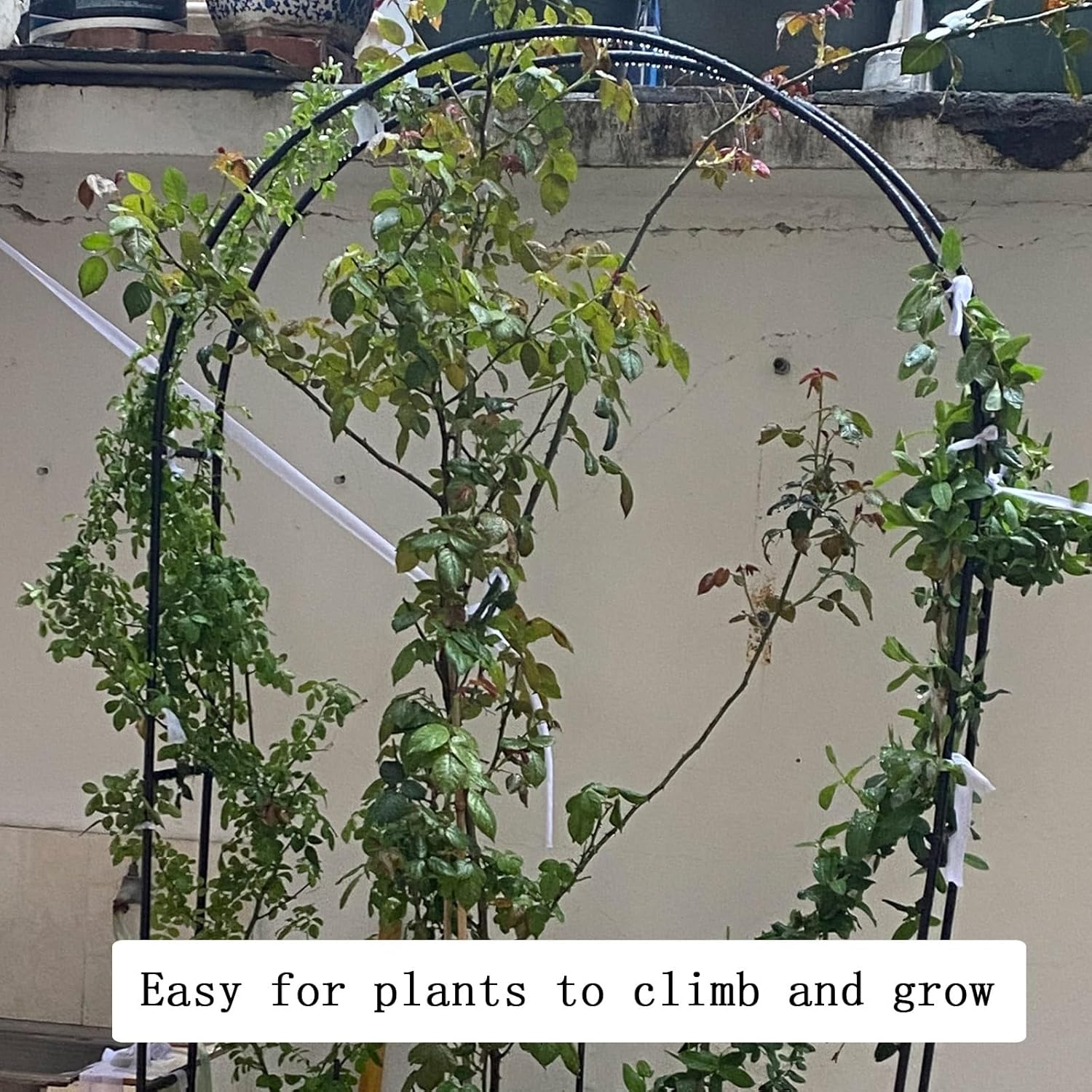 White Iron Pergola Arbor - Garden Arch Trellis for Climbing Plants, Perfect for Roses & Grapes, Outdoor Archway, Durable & Stylish (2x2.3x0.4m)