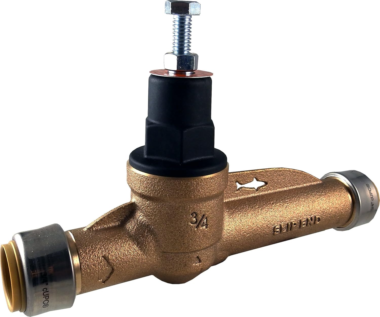 SharkBite 3/4 Inch EB45 Slip Pressure Regulating Valve (PRV), Push to Connect Brass Plumbing Fittings, PEX Pipe, Copper, CPVC, PE-RT, HDPE, 24384-0045