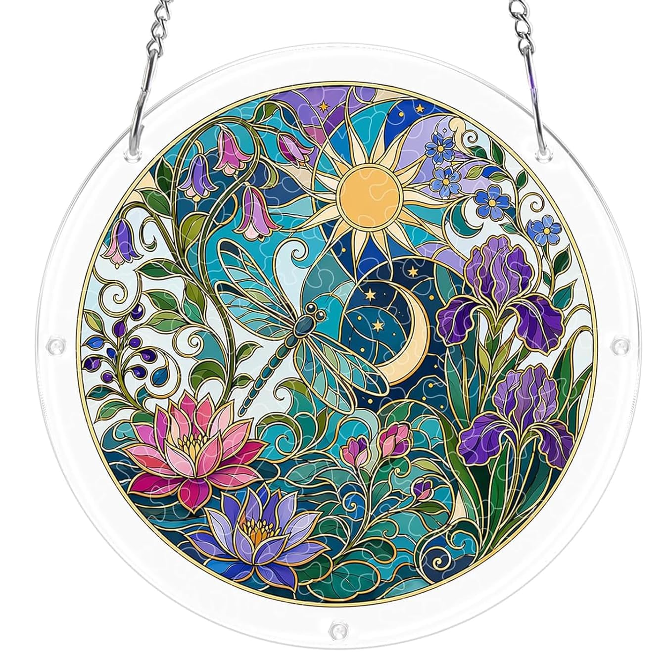 Dragonfly Acrylic Jigsaw Puzzles Suncatcher, 7.4 Inch Window Hanging Suncatcher Acrylic Puzzle, DIY Home Decor Art Gift