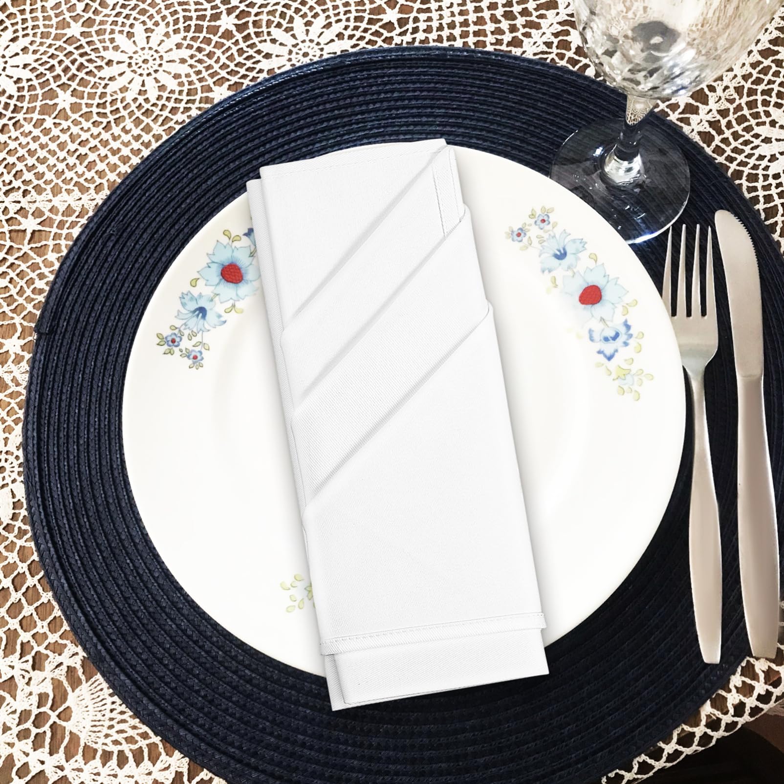 ibasenice 5pièces Serviettes De Table Coton Blanc De Serviettes Carrées pour Dîner Mariage Et Événements Absorbantes Et Élégantes pour Décoration De Table Raffinée