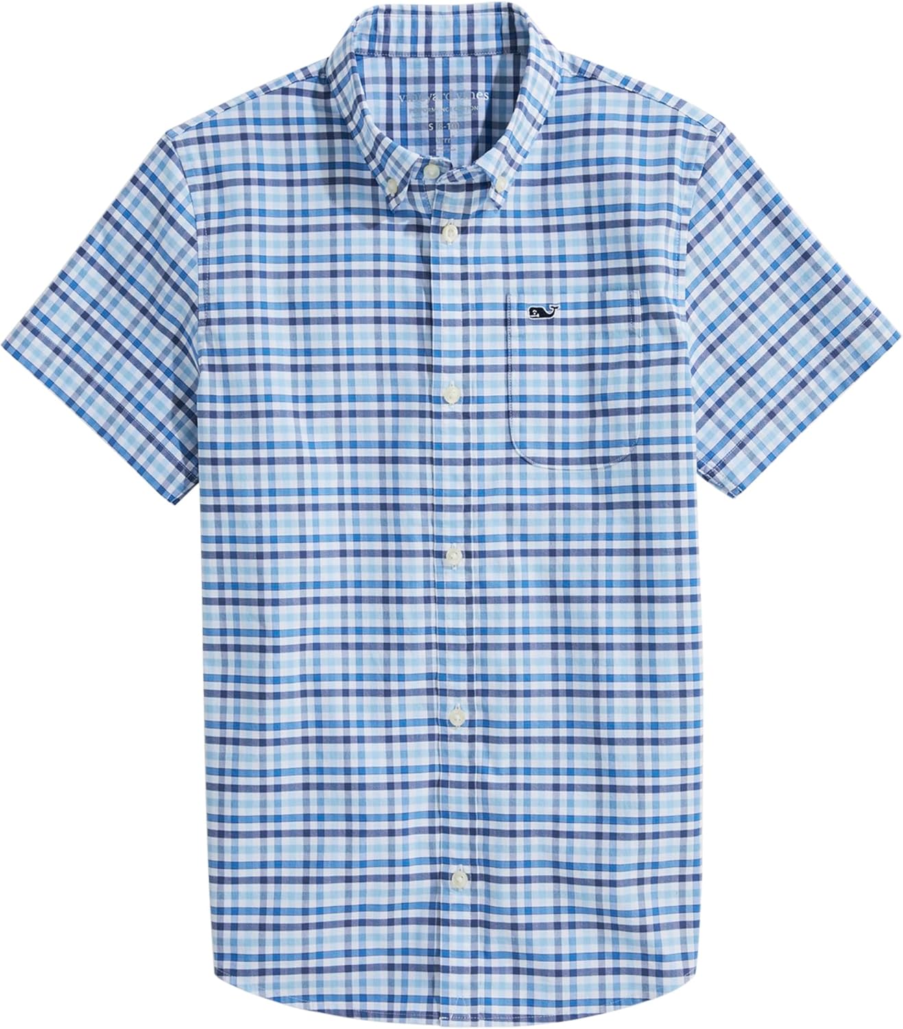 vineyard vines Boys Road Town Tattersall Perf Cotton Shirt