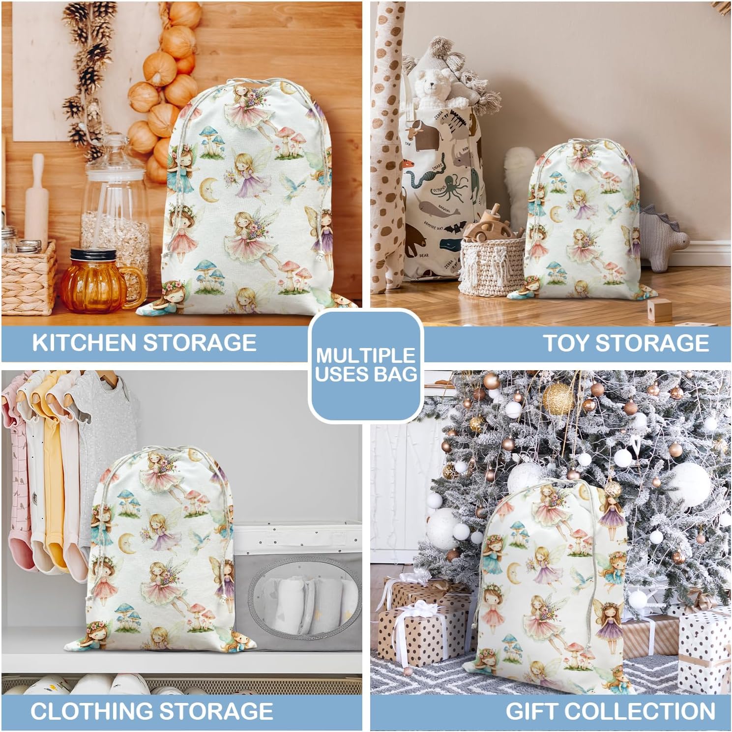 WXHUM Cute Baby Shower Birthday Drawstring Gift Bags, Reusable Gift Bag for Baby Shower Gender Reveal Birthday Party Decorations 10x13 Inch image 3