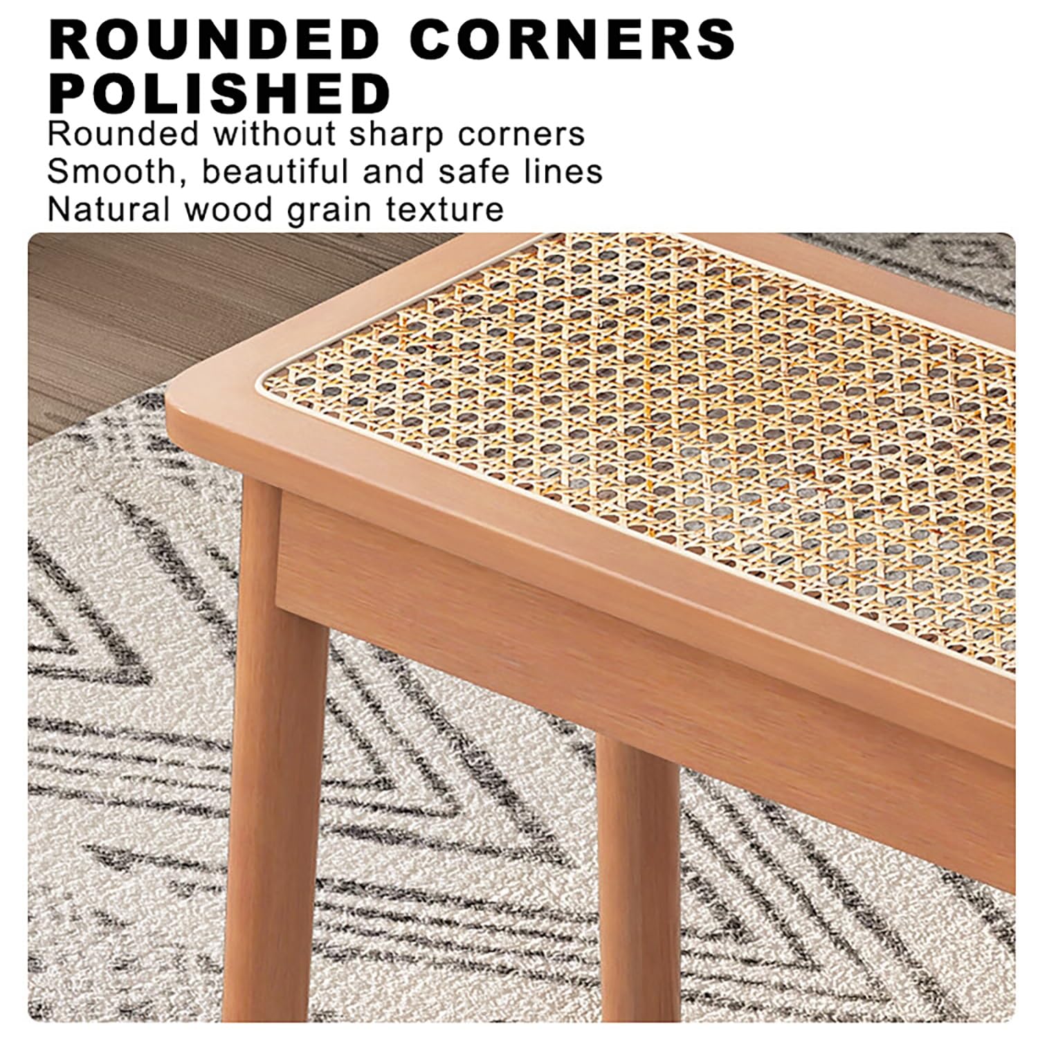 Banco de Entrada de Madera de Ratán Banco de Comedor Madera de 2 Plazas para Dormitorio Entrada Comedor.(Original Wood,80x30x45cm)