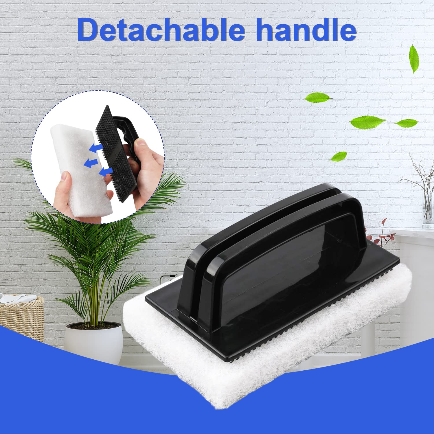 Non-scratch Scrubber 2-Pack Handheld Sponge Pool Brushes - Heavy Duty Scouring Pads For Tile & Vinyl Grout Brush