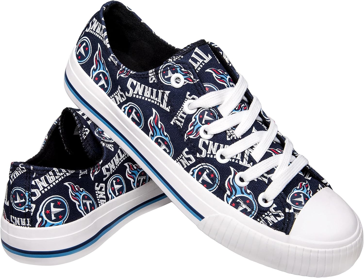 FOCO Tennessee Titans NFL Womens Low Top Repeat Print Canvas Shoes - 10