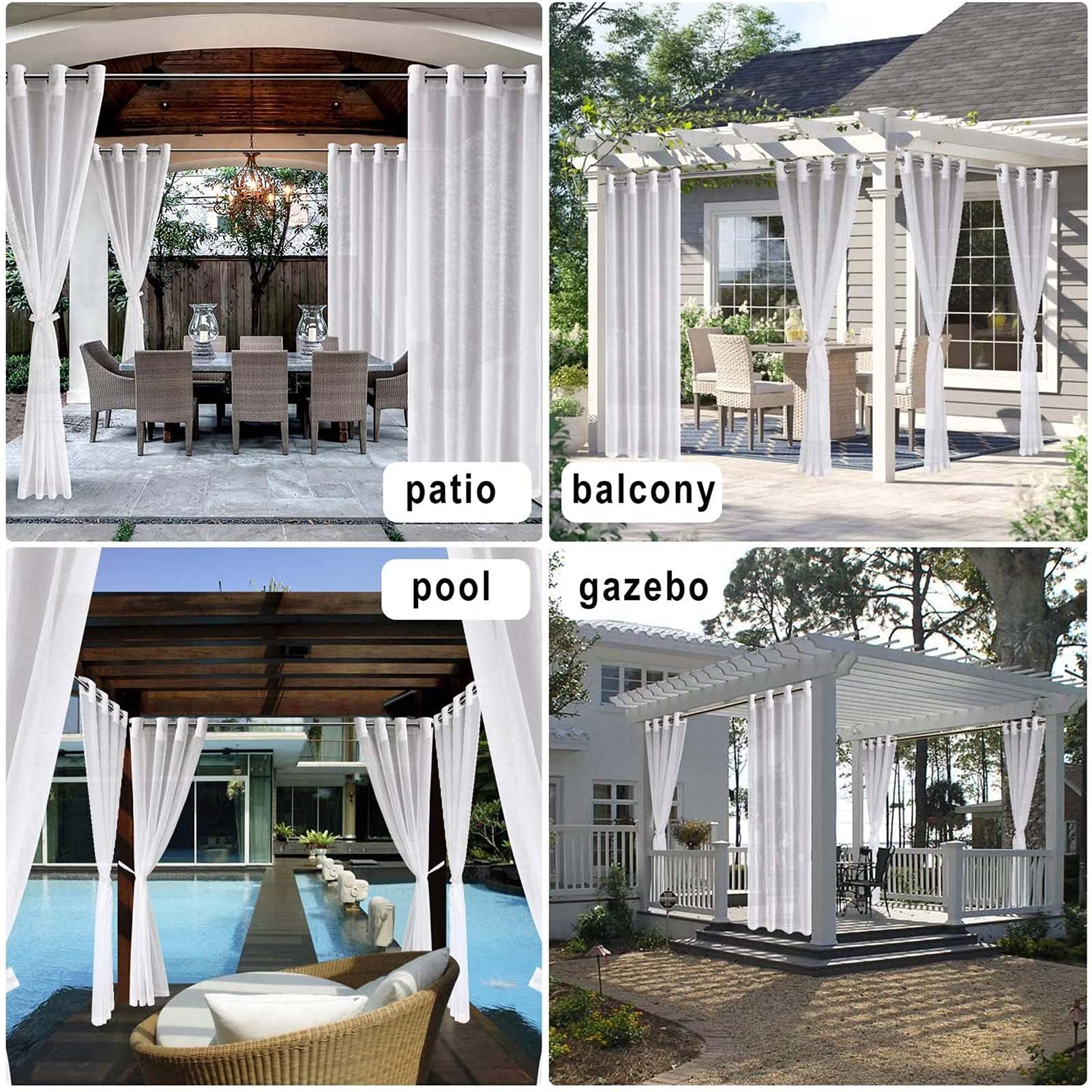 Outdoor Vorhang Mit Ösen – Verdunkelnd, Wasserdicht & Winddicht Für Balkon & Pergola (2x2,7m, Weiß)