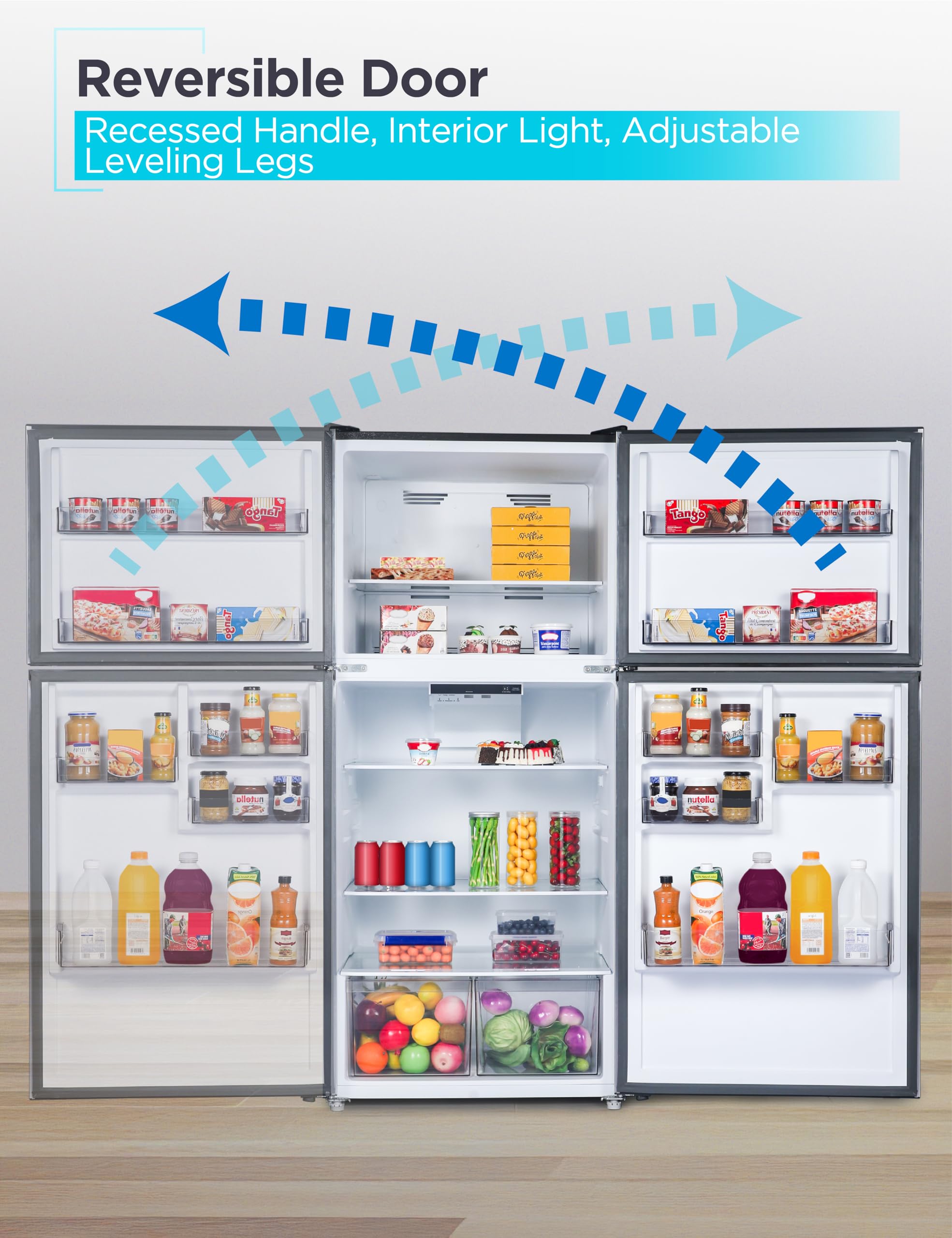 Black+Decker 20.1 Cu. Ft. Top Mount Refrigerator With Freezer, 2 Door Refrigerator With Top Freezer And Adjustable Temperature Control, Full Size Kitchen Refrigerator, Br2010js, Stainless Look on Fridge.com - View 6