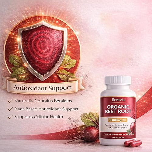 Miniatura 5 de Cápsulas orgánicas de raíz de remolacha 1300 mg de remolacha por porción, apoya la circulación y la energía diaria para estilos de vida activos,