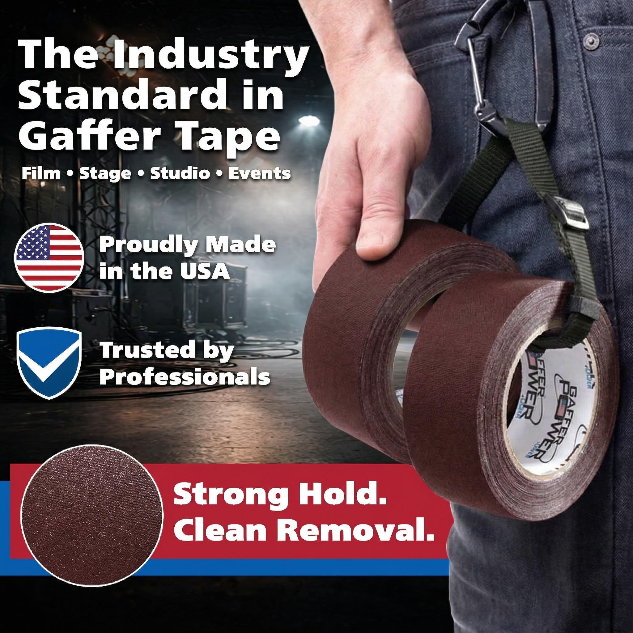 Gaffer Power Nastro telato bordeaux, 5,1 cm x 30 m, qualità professionale, prodotto negli Stati Uniti