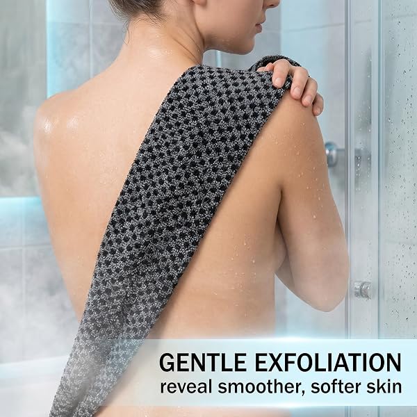 2 Pièces Gommage du Japonais Serviette Exfoliante pour Le Dos, Gant Exfoliant Corps, Extra Longue Exfoliant Chiffon de Lavage, pour le Bain pour Bains du dos Corps, pour Hommes et Femmes - 2
