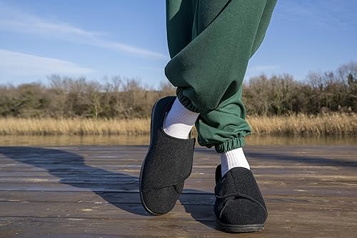 Miniatura 10 de Pantuflas diabéticas para mujer extra anchas, zapatos de linfedema, zapatos para edema para pies hinchados, pantuflas de velcro para diabéticos para
