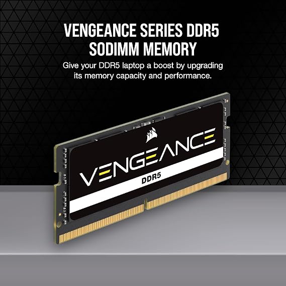CORSAIR Vengeance SODIMM DDR5 RAM 16GB (1x16GB) 5600MHz CL48 Intel XMP iCUE Uyumlu Bilgisayar Belleği - Siyah (CMSX16GX5M1A5600C48)