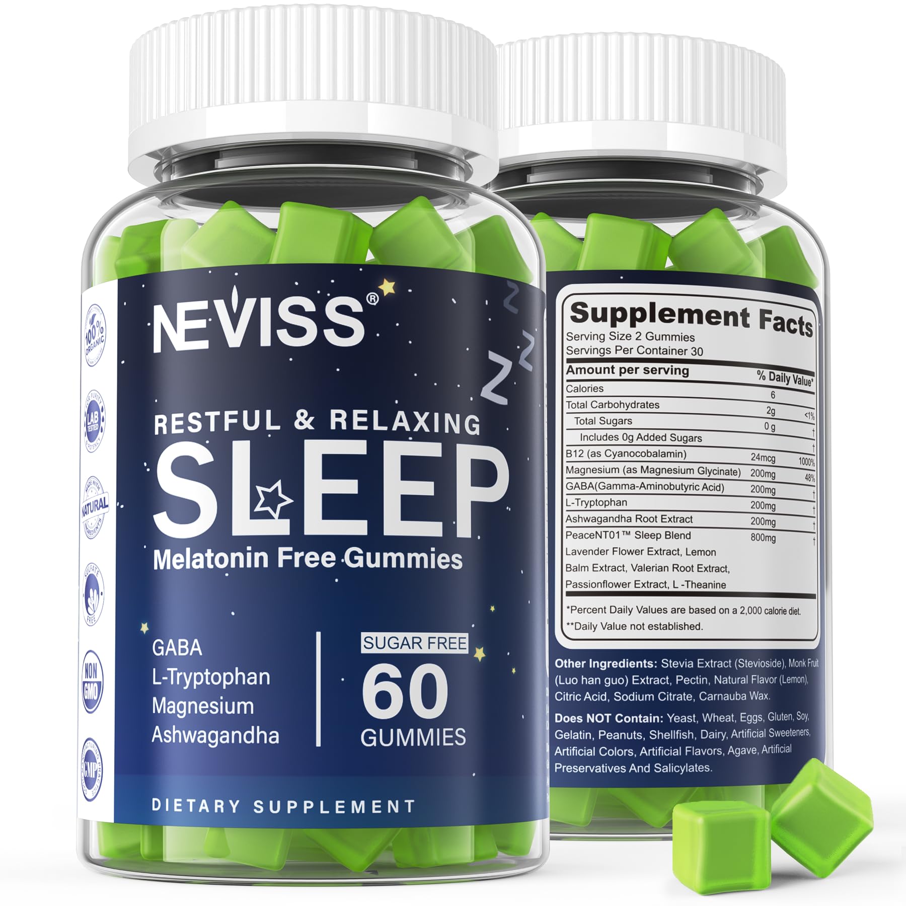 NEVISS Melatonin Free Sleep Aid Gummies