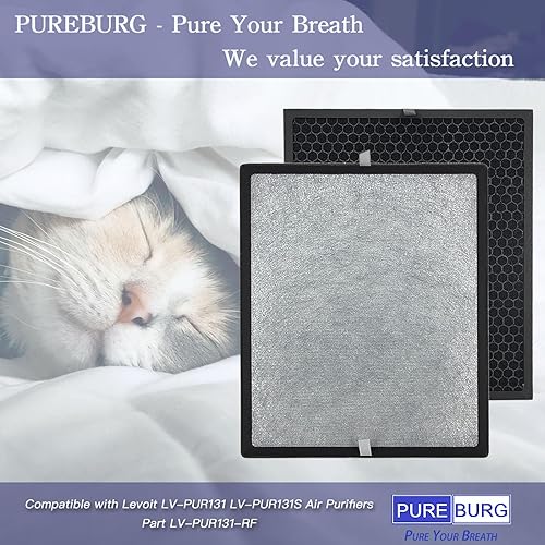 Miniatura 6 de PUREBURG LV-PUR131-RF - Juego de filtros de repuesto compatibles con purificadores de aire Levoit LV-PUR131 LV-PUR131S, H13 HEPA + filtro de carbón