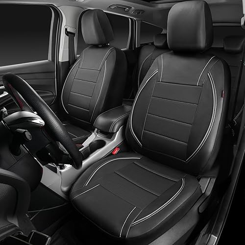 Miniatura 6 de CAR PASS Funda universal para asiento de automóvil de piel con ribetes reflectantes, apta para SUV, camionetas, camiones, compatible con bolsas de