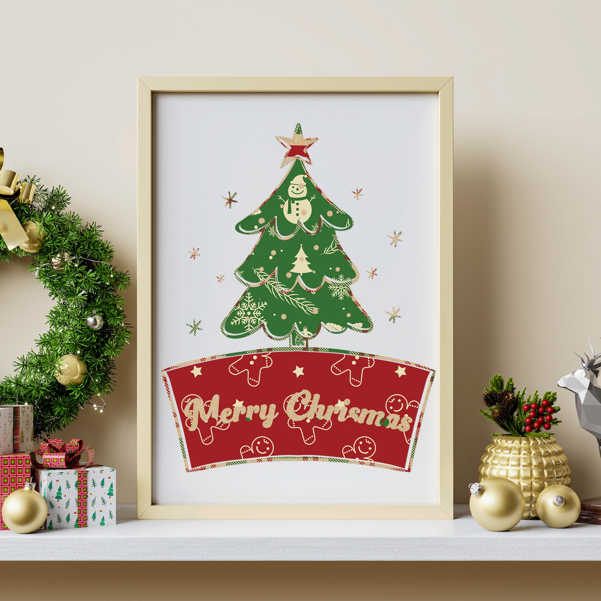 JAPBOR 60 Blatt Weihnachtsmusterpapier, Frohe Weihnachten Scrapbook Papiere, doppelseitig, grün rot Xmas Origami Handwerk Wrapping Decoupage-Papier für DIY Herstellung Karte Party Geschenktüten