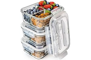 3-Pack 34oz Glass Meal Prep Containers
