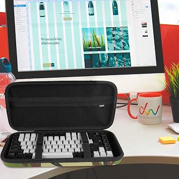 حقيبة سفر Hard Shell ، 75٪ لوحة مفاتيح متوافقة مع Keychron K2 و Melgeek و Logitech POP Keys Mechanical و MX Mechanical Mini Wireless Keyboard و 84 Key Wireless Portable Keyboard - Camouflage