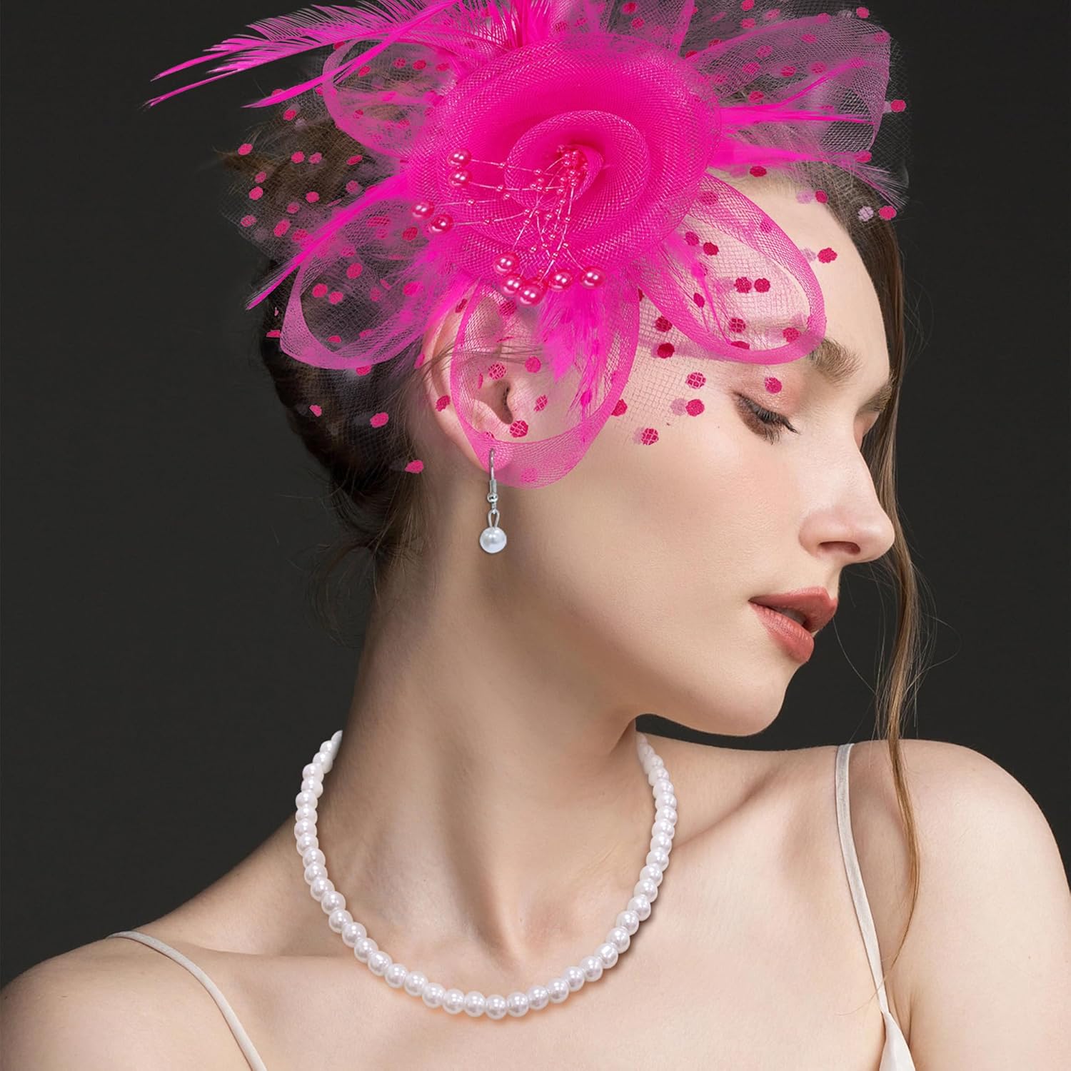 Fascinator Hat for Women Cocktail Flower Mesh Feathers Hats for Carnival Halloween Tea Party Headwear Hats - Image 6