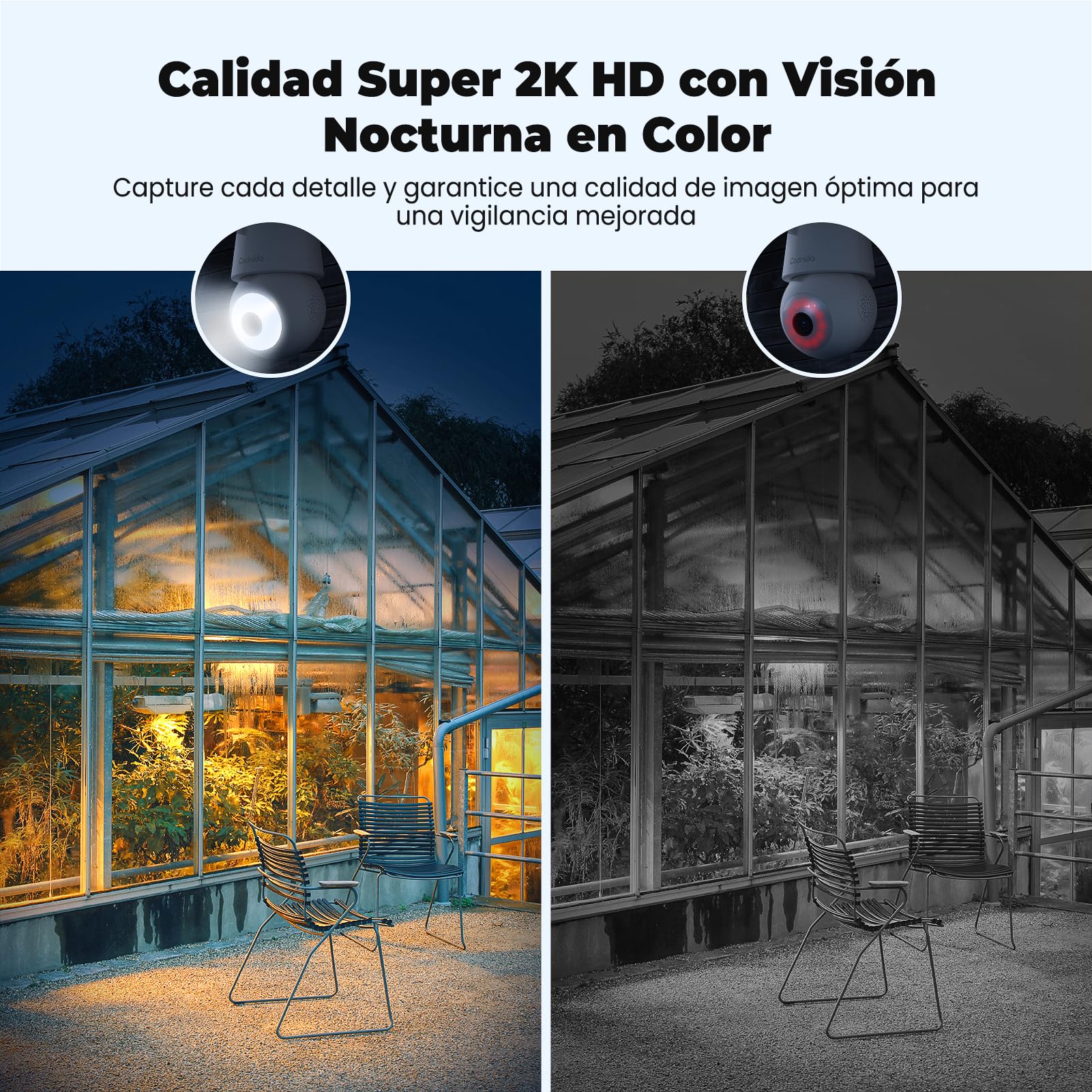 Codnida Camara de Bombilla Vigilancia WiFi Exterior/Interior 2K, PTZ 360 Grados IP Camaras Domicilio con 24/7 Grabación Continua, Visión Nocturna Inteligente en Color, Detección de Movimiento