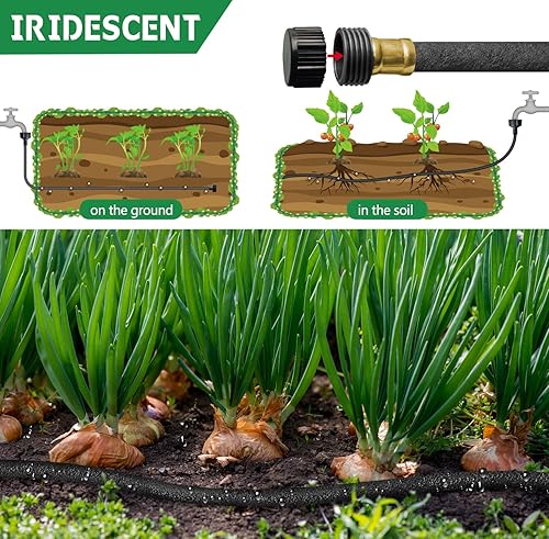 Miniatura 4 de Manguera de remojo de 12 pulgadas para camas de jardín, mangueras de remojo de 10 pies y kit de conectores de manguera de remojo, accesorios de
