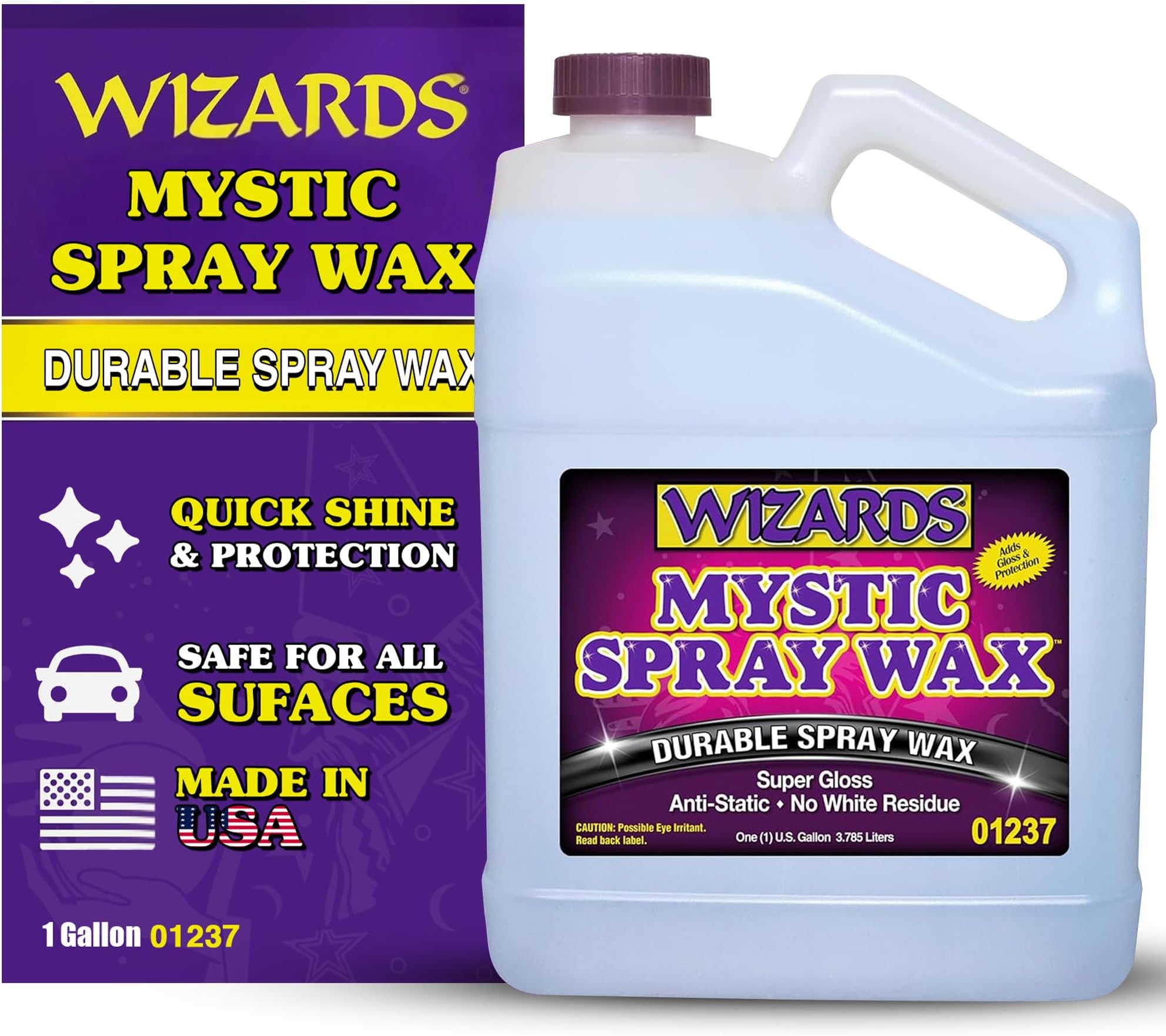 Wizards Mystic Spray Wax - Quick Car Detailer - Nano Polymer Hydrophobic Coating - Non-Traditional Shine Formula - Pleasant Fragrance - 128 fl oz