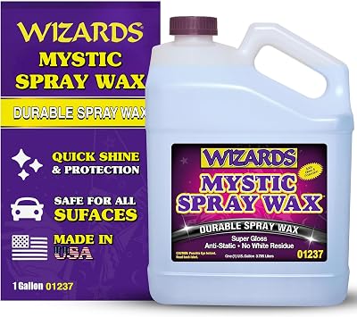 Wizards Mystic Spray Wax - Quick Car Detailer - Nano Polymer Hydrophobic Coating - Non-Traditional Shine Formula - Pleasant Fragrance - 128 fl oz