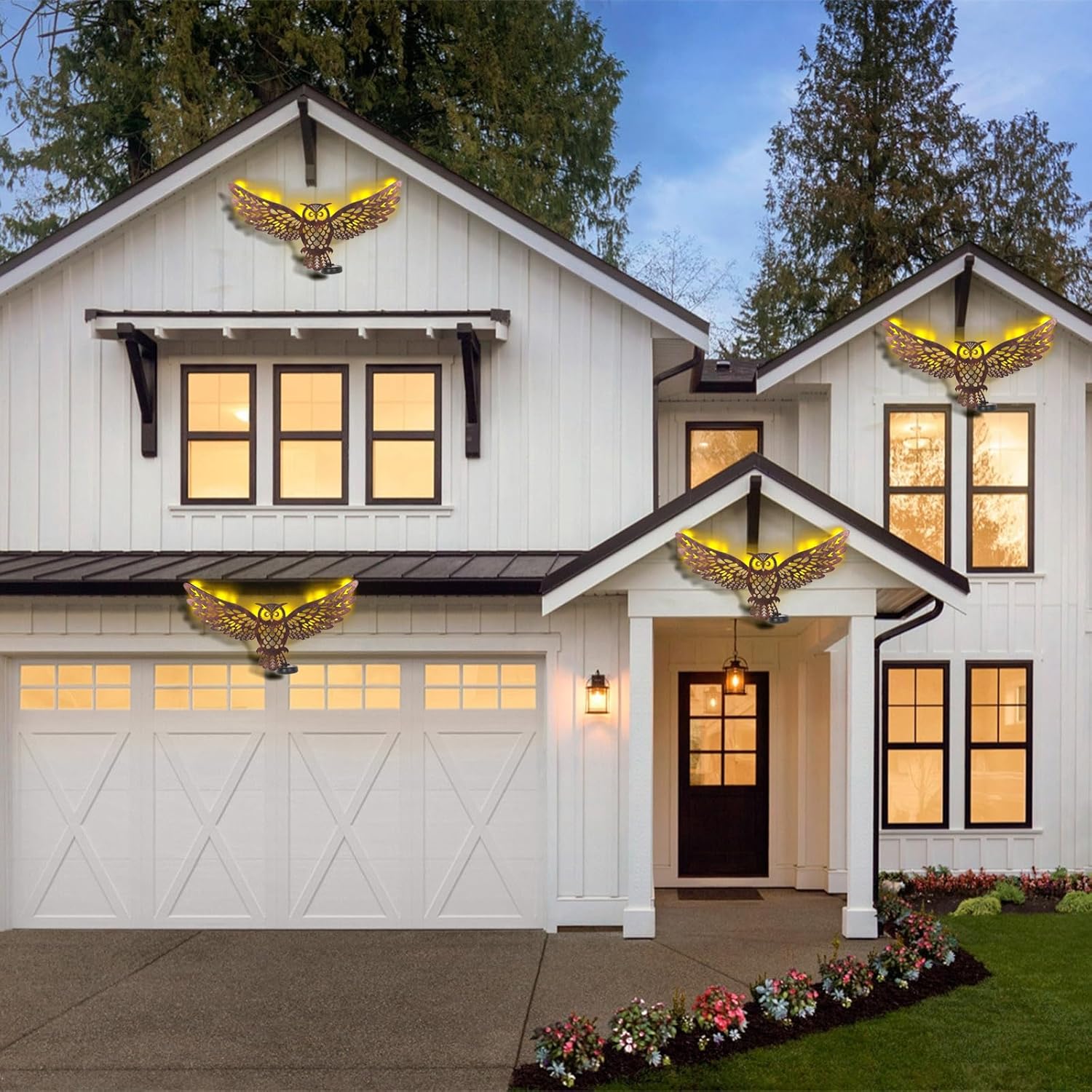 Metal Owl Outdoor Wall Decor with 35 Led Solar Lights- 23" Outdoor Fence Wall Art Decor, Gift for Mom Grandma Women Birthday Gardening,Hanging Decoration for Garden Patio Porch Yard - Image 7