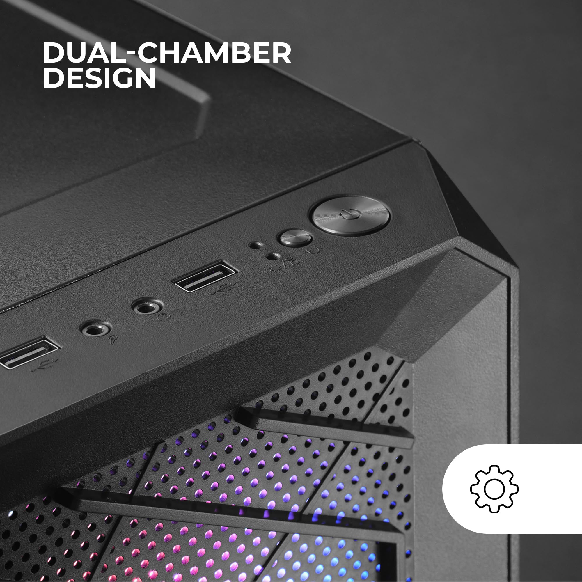 Mars Gaming MC-TOR, Case Semitower ATX Gaming, Finestra Laterale Completa, Design Mesh Frontale, 3x Ventole Frontale FRGB 120mm, Design a Doppia Camera, Nero