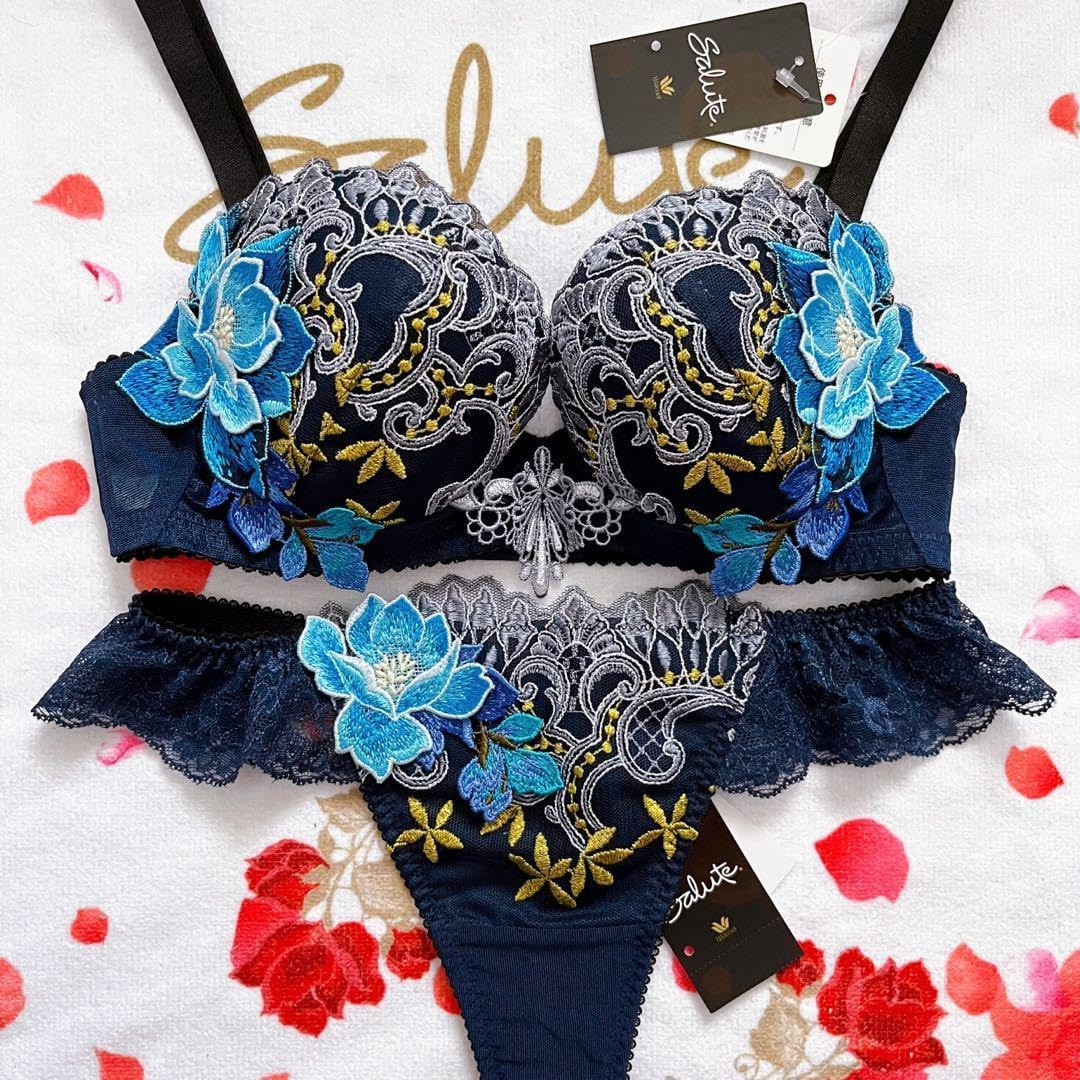 サルートリッチヴェールブラジャータンガショーツセット ネイビー