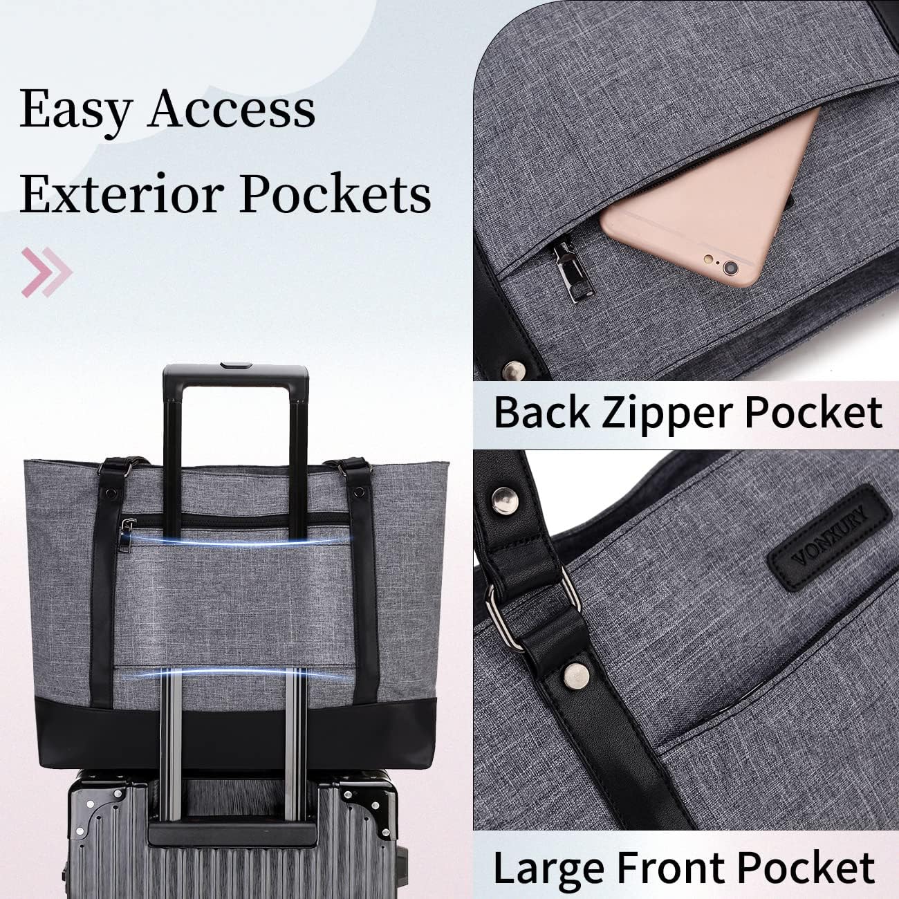 Laptop Tote Bag for Women, 15.6 Inch Computer Shoulder Bag Teacher Work Bag Travel Purse with Small Pouch VONXURY - Image 6