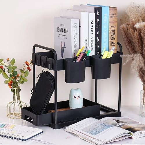 Miniatura 5 de Paquete de 2 organizadores de almacenamiento para debajo del fregadero de la cocina, 2 niveles deslizantes debajo del gabinete del baño, organizador