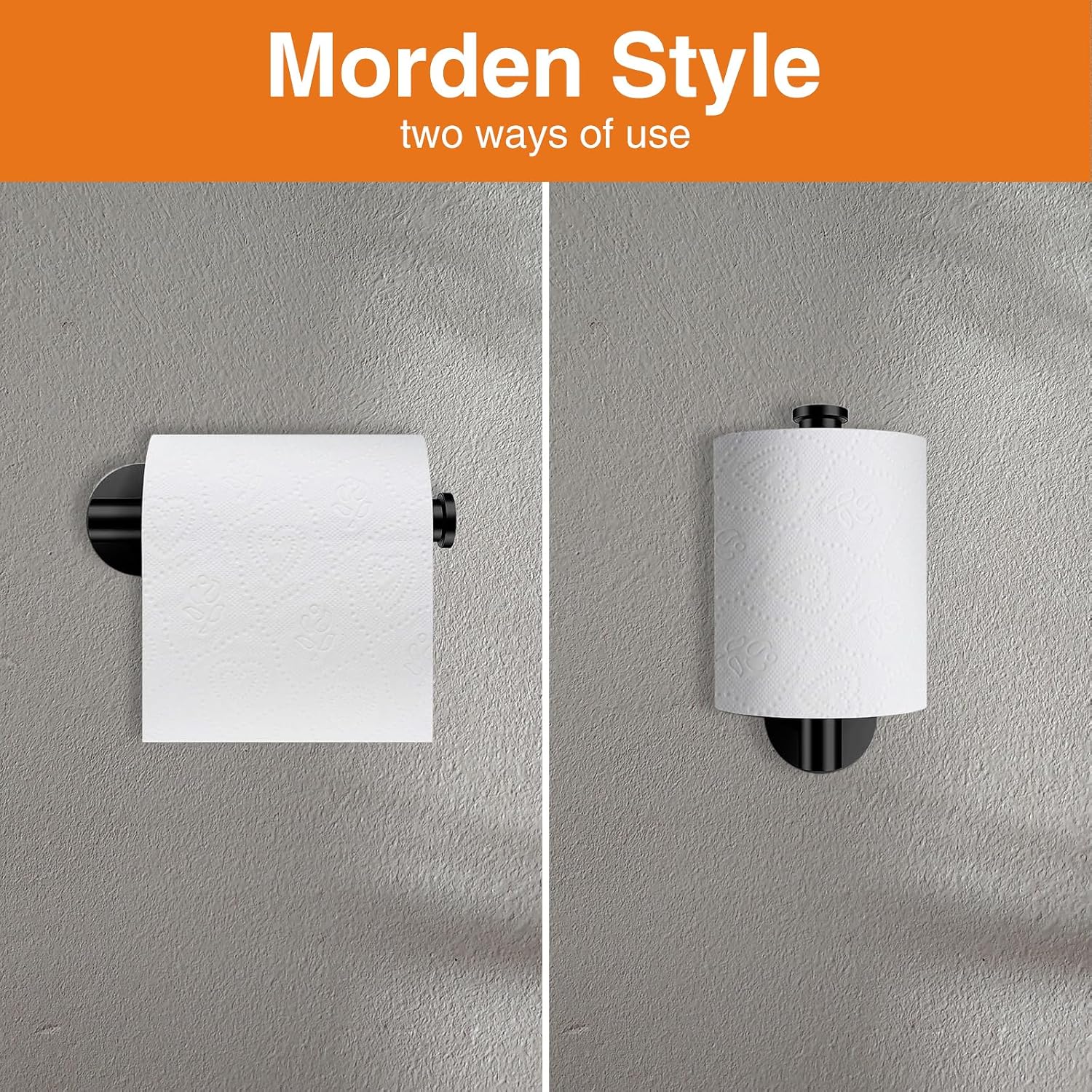 Matte Black Stainless Steel Wall Mounted Toilet Paper Holder Set