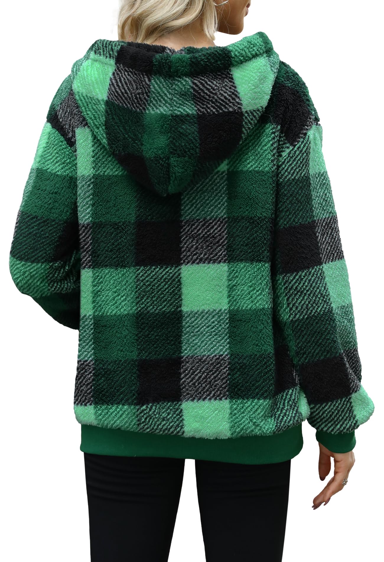 Yanekop Chaqueta de sherpa para mujer, de forro polar mullido, con cremallera, con cremallera de un cuarto, sudadera de gran tamaño, abrigo de invierno