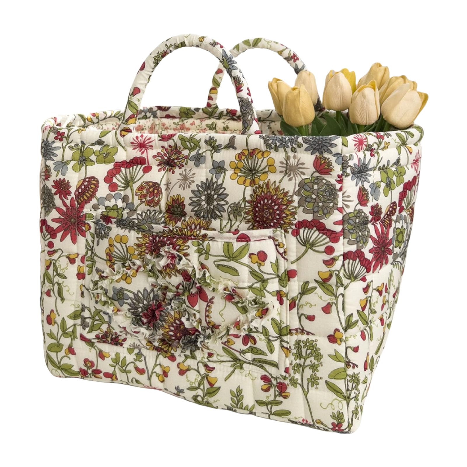 Floral Design Fabric Laundry Basket Foldable Storage Bin Clothes Organizers for Home Clothes Organization Large Capacity Fabric Storage Basket