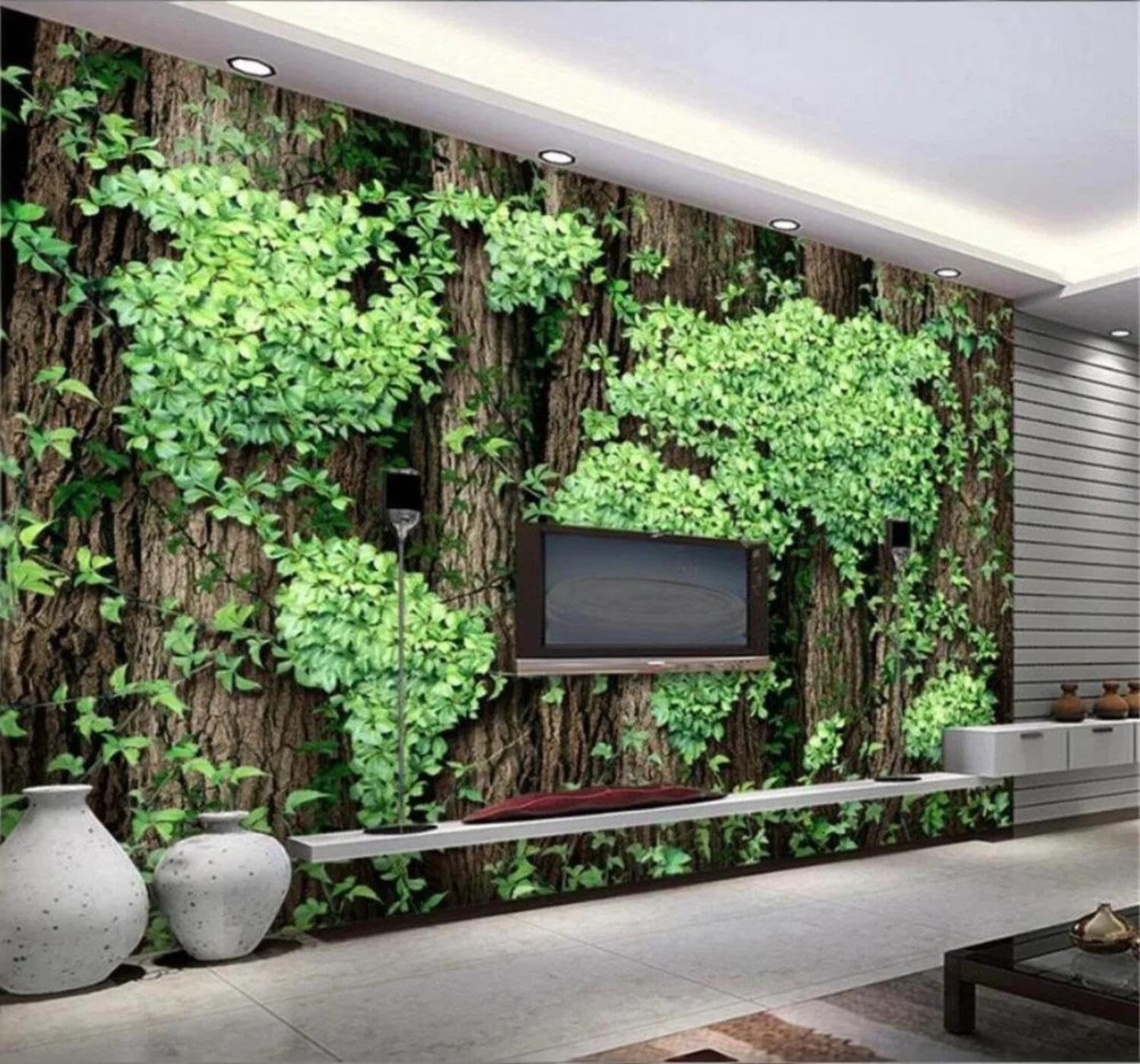 Tzxztt Creative Trees Vines World Map Modern 3D Wallpaper Premium Textured Silk Neutral Tones Material Ideal for Living Room Bedroom-350cm×256cm