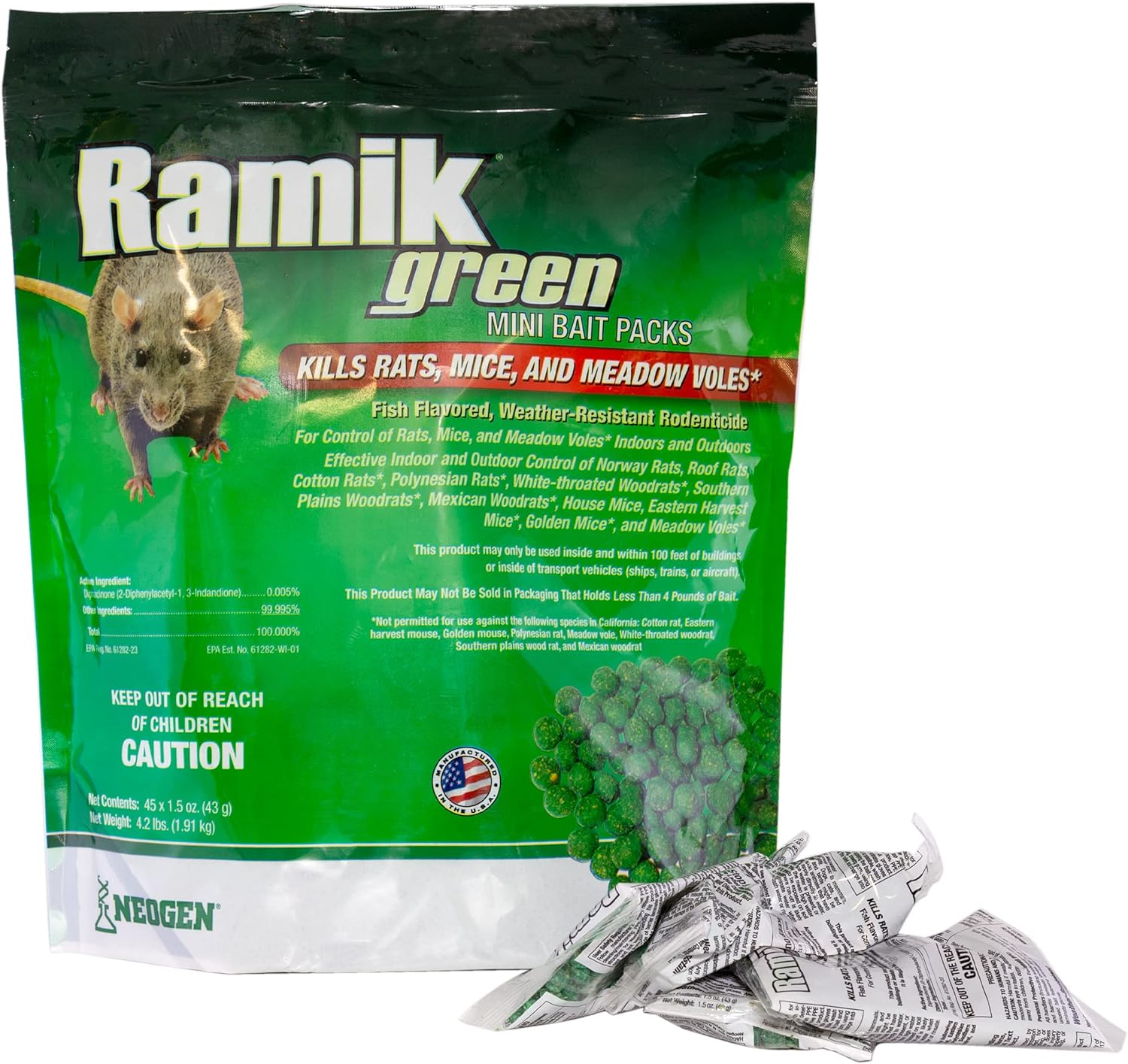Neogen 116317 Ramik Green 45-Mini Bait Packs, 4.2 Pounds