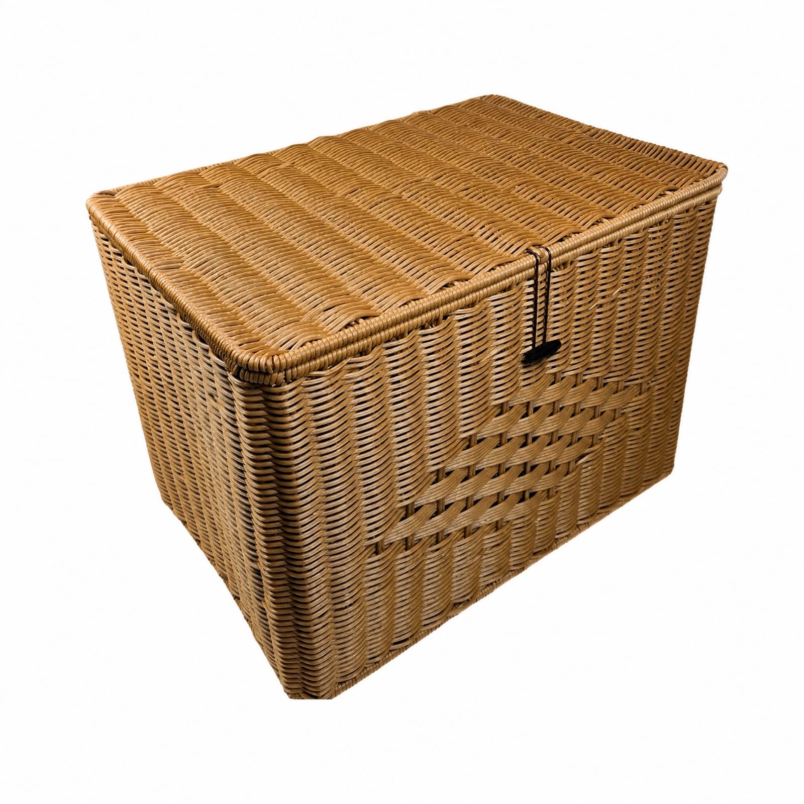 Boîte Rangement Rectangulaire En Plastique PP Cvercle Articulé Robuste Boîte Rangement Aspect Rotin Fermoir Polyvalent pr Dreing