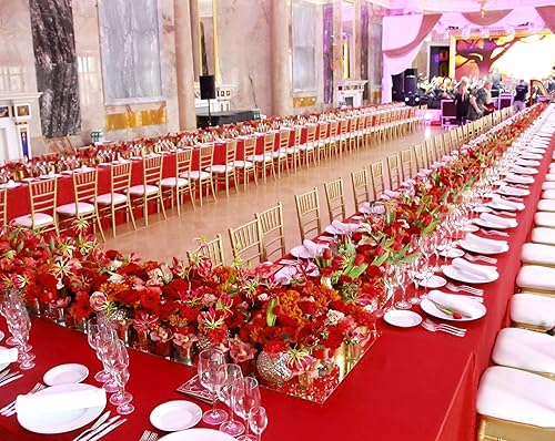 Miniatura 6 de REWOMC Paquete de 12 manteles de poliéster de 60 x 126 pulgadas para mesas rectangulares de 8 pies, resistentes a las manchas y a las arrugas,