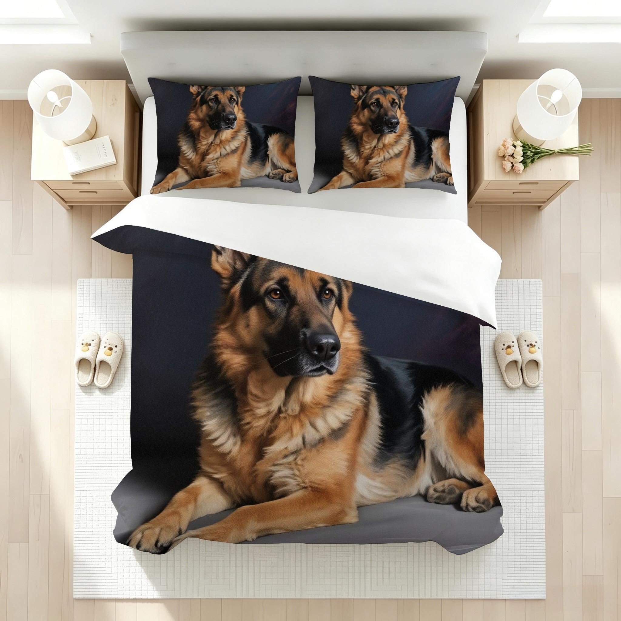 Copripiumino Matrimoniale Cane Marrone 260x240, ZQ9552 | Traspiranti Durevoli Microfibra, per Tutta la Famiglia, Matrimoniale, per Tutte le Stagioni, con 2 Federe 50x80 cm