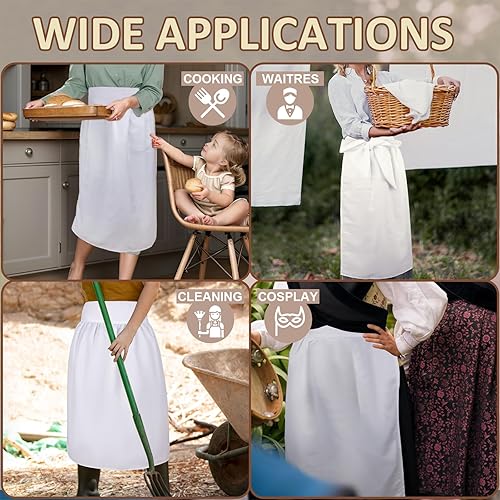 Miniatura 10 de Maid's Waist Apron White, Halloween Cosplay Outfit Half Dress Costumes for Party Attire